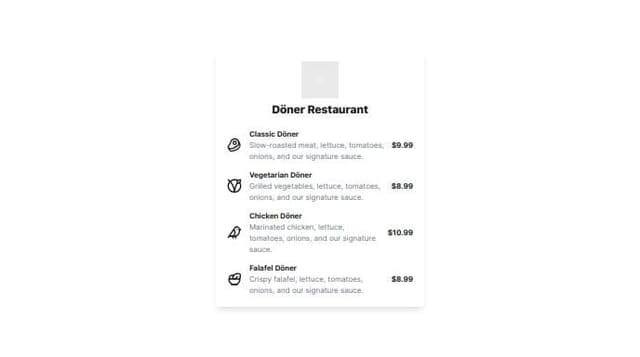 Thumbnail for prompt: qr menu for doner restaurant