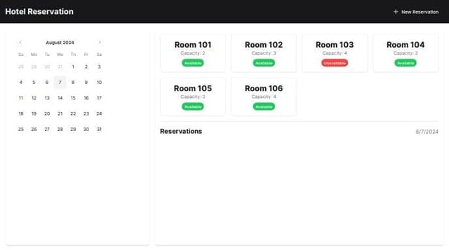 Thumbnail for prompt: an hotel internal tool - calendar room reservation system