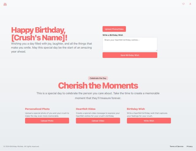 Thumbnail for prompt: birthday wishing website for crush