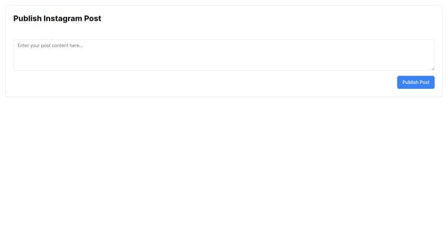 Thumbnail for prompt: A form for publishing Instagram post. The form should have heading and text area where the user enters a prompt that will be generated using text completion APIs.