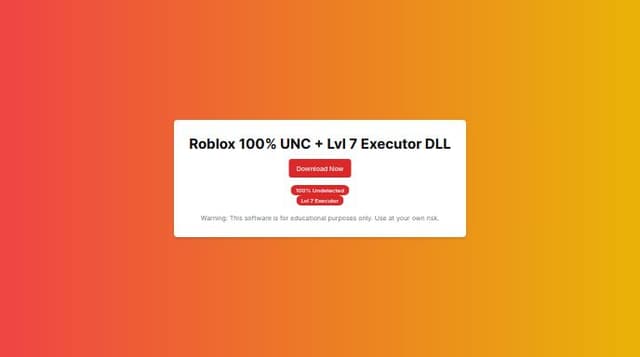 Thumbnail for prompt: Can you make me roblox 100% UNC + lvl 7 executor dll