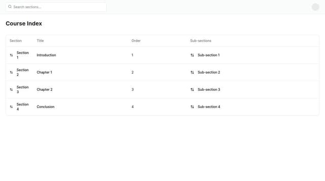 Create an Course index editor, where it is in edit option, where we can ...