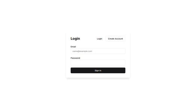 Thumbnail for prompt: Create a login or sign-up page, design a rectangular section occupying half the window's width, with a slider at the top to switch between "Login" and "Create Account." When "Login" is selected, display a form with fields for email and password. When "Create Account" is selected, display a form with fields for Last Name, First Name, Email, Verify Email (which should match the Email field, with an error message if it doesn’t), Password, and Verify Password (which should match the Password field, with an error message if it doesn’t). Ensure that error messages are clearly communicated for any mismatches in the "Create Account" form.