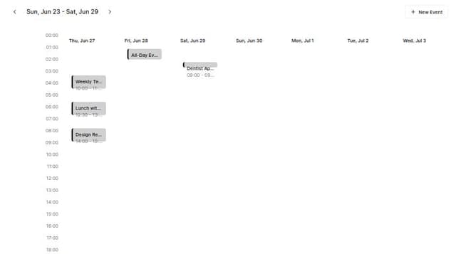 Thumbnail for prompt: ensure the start and end times of the events are aligned with the hours on the left bar