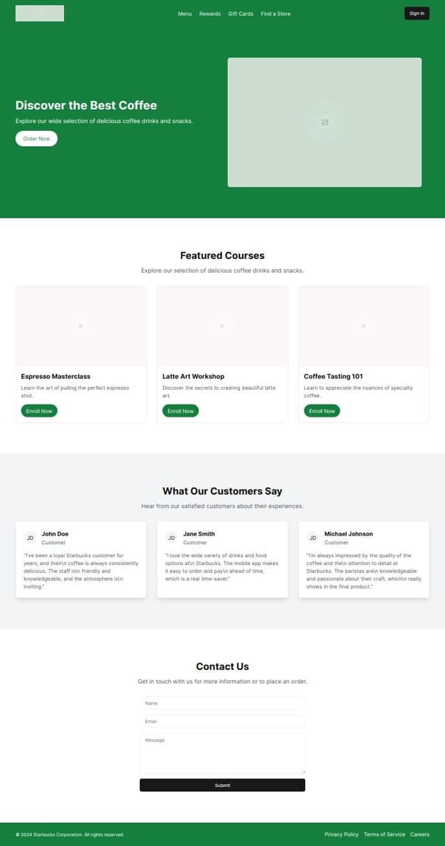 Thumbnail for prompt: https://ap.starbucksglobalacademy.com/?country=in

make the ui using only html and css