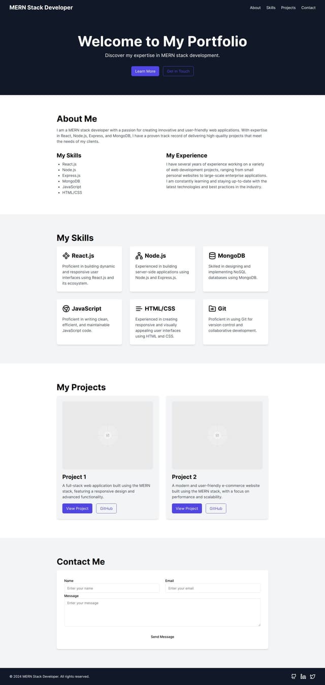 Thumbnail for prompt: create a portfolio web site for MERN stack developer