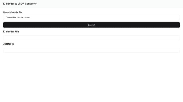 Thumbnail for prompt: a webapp that converts uploaded ics file (ical format into json format