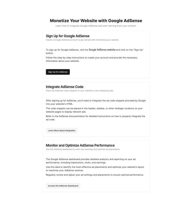 Thumbnail for prompt: How do i implement google adsense in my website