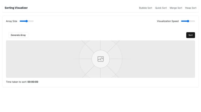 Thumbnail for prompt: Add controls for array size and speed of visualization along with time taken to sort