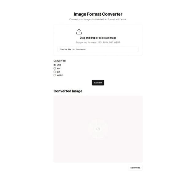 Thumbnail for prompt: Image format conversion page