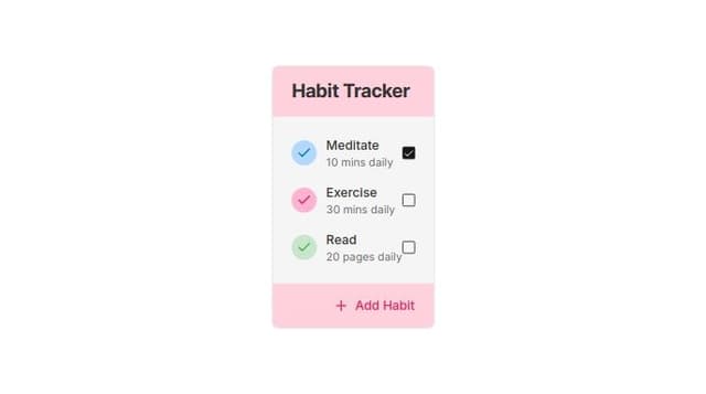 Thumbnail for prompt: can u create a habit tracker card in kawaai theme pink and blue where we can add new habits and track them and the habit tracker card would be be displayed with other cards like todo, journal,timer and when we click on the habit tracker you open a habit tracker page

now create a habit tracker page after opening a habit tracker page