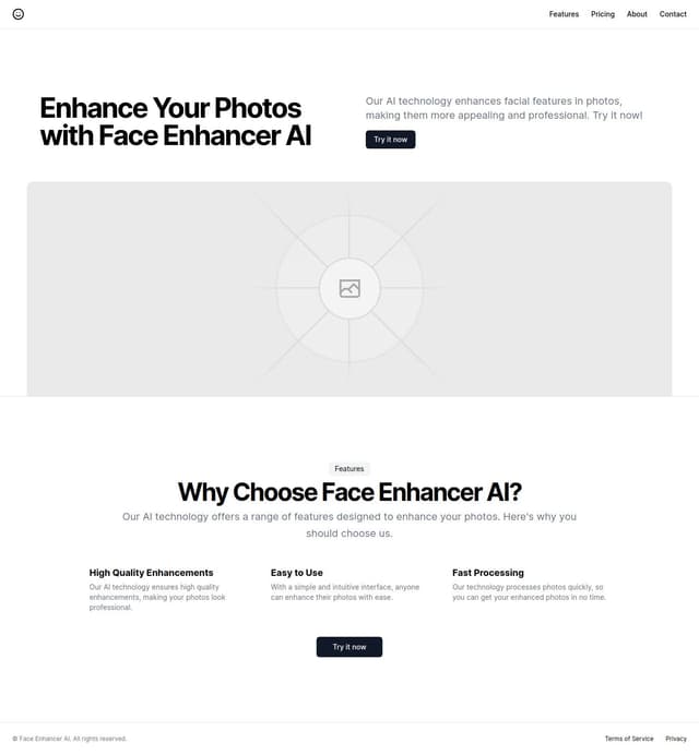 Thumbnail for prompt: Face Enhancer Landing Page Photo AI