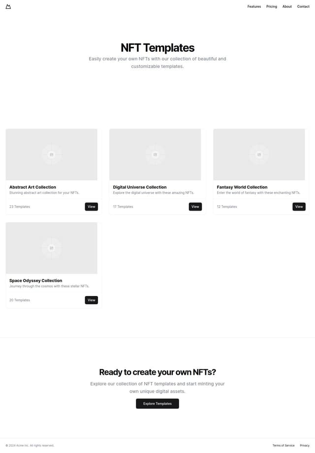 Thumbnail for prompt: make a landing page for nft templates