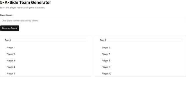 Thumbnail for prompt: a 5 a side football/soccer team generator via AI prompt