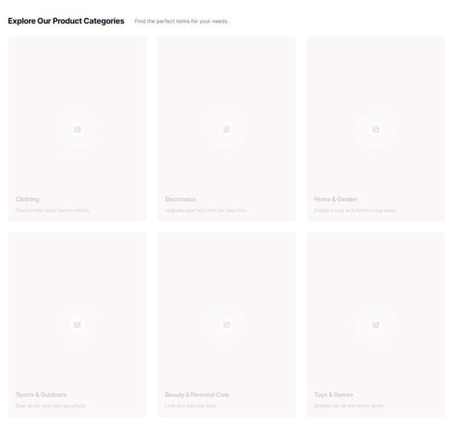 Thumbnail for prompt: A list of product categories with image, name and description.