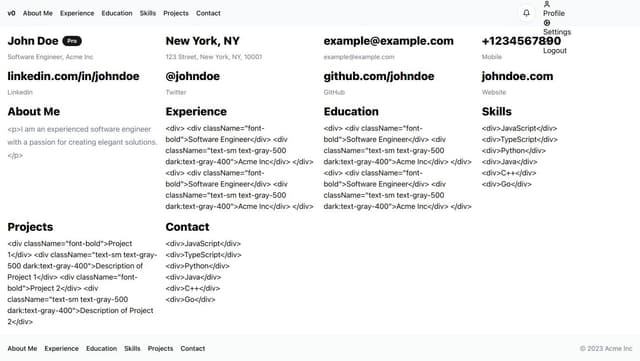 Thumbnail for prompt: create a personal CV dashboard website