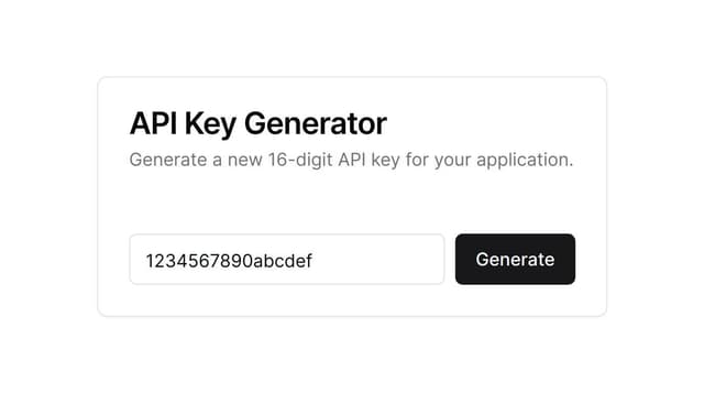Thumbnail for prompt: An API key generator, for testing make it just generate random numbers