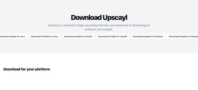 Thumbnail for prompt: For each platform download button, provide the user the type of package they want to download for each platform