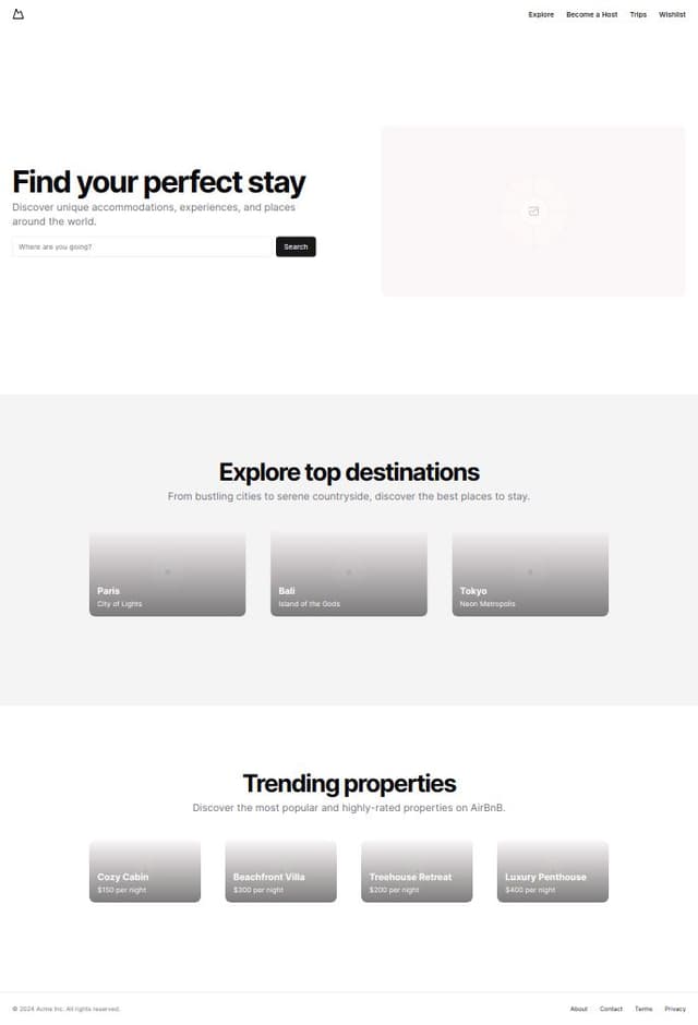 Thumbnail for prompt: Build me a AirBnB clone