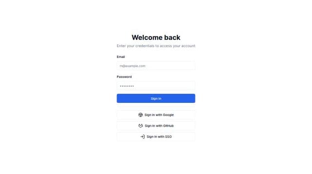 Thumbnail for prompt: a login page with google, github, and sso sign in and validation