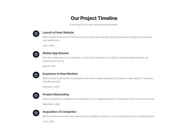 Thumbnail for prompt: A timeline of projects