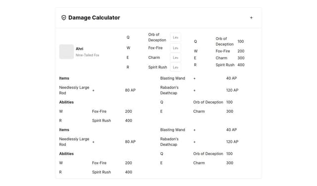 Thumbnail for prompt: league of legends build damage calculator