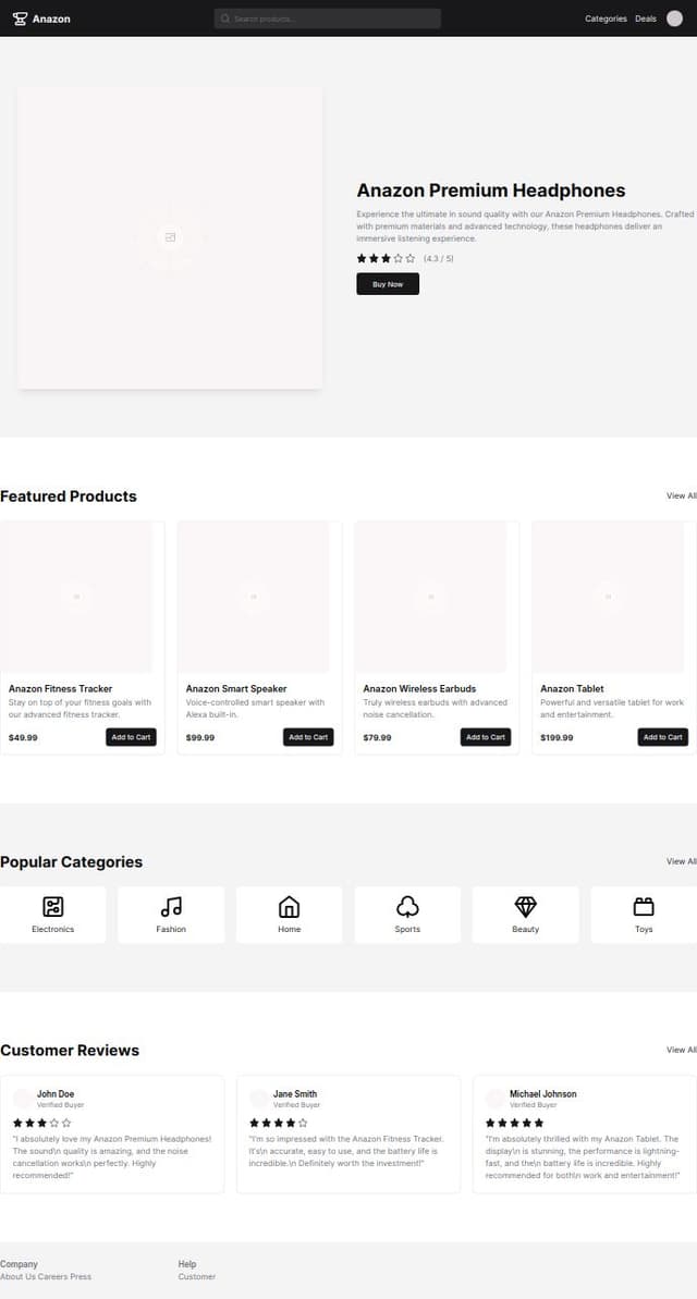 Thumbnail for prompt: create a web page of anazon in htm and css