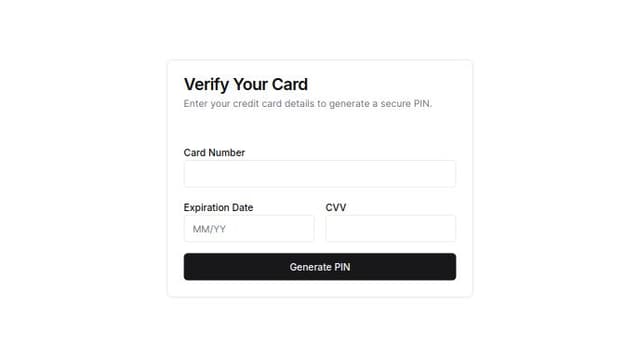 Thumbnail for prompt: a credit card verification and pin generation flow