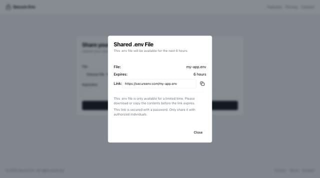 Thumbnail for prompt: OneTimeSecret - A platform to send .env files 