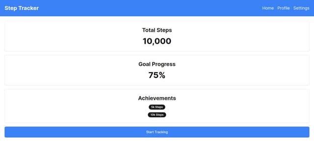 Thumbnail for prompt: design a home page of a step traker app