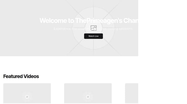 Thumbnail for prompt: theprimeagen landing page showing off how cool his twitch is