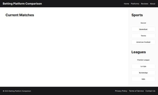 Thumbnail for prompt: The platform will show current matches with the most profitable platform and you can open it to show the ones that have lower profit , and a sidebar with different sports and leagues