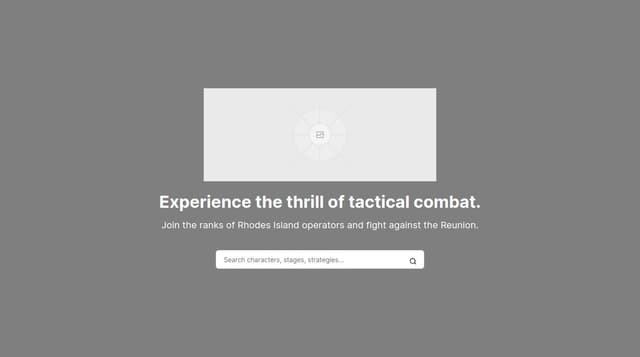 Thumbnail for prompt: Modern an advanced anime-themed hero section for an Arknights website. There should be a search-bar on the right.
