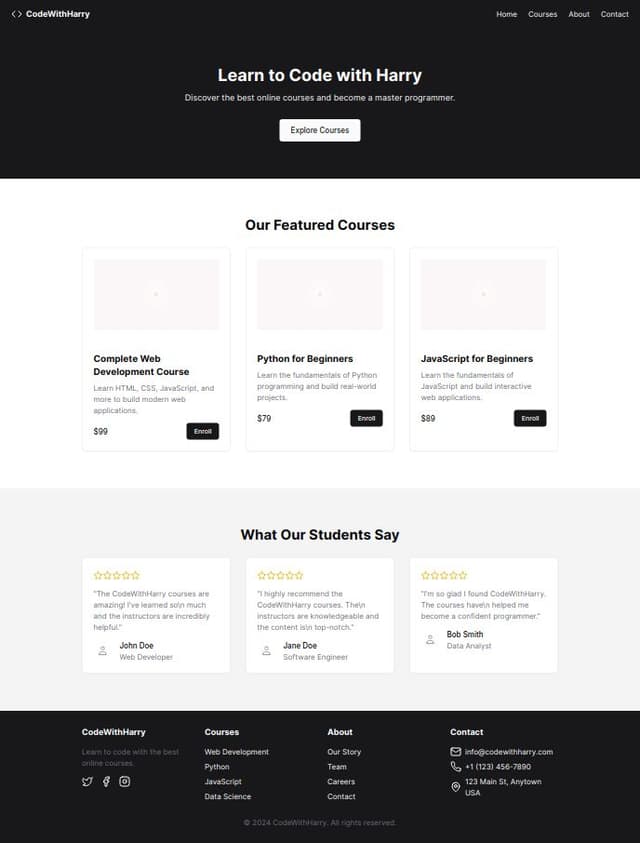 Thumbnail for prompt: codewithharry.com clone