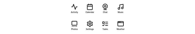 Thumbnail for prompt: make me a 4x2 grid of icons with names for a home page of react native app
