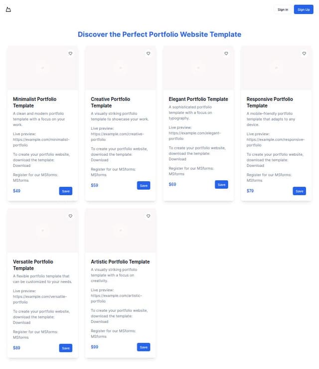 Thumbnail for prompt: create template page