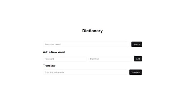 Thumbnail for prompt: A minimalist dictionary website that can add a new word and translate feature by ai