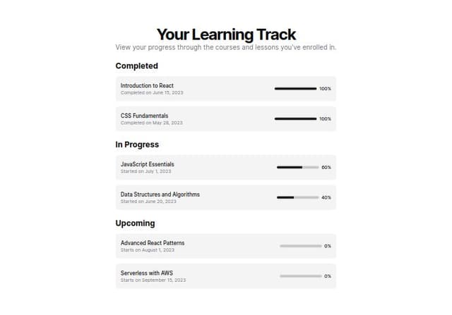 Learning Track Record: A learning track record that allows users to ...