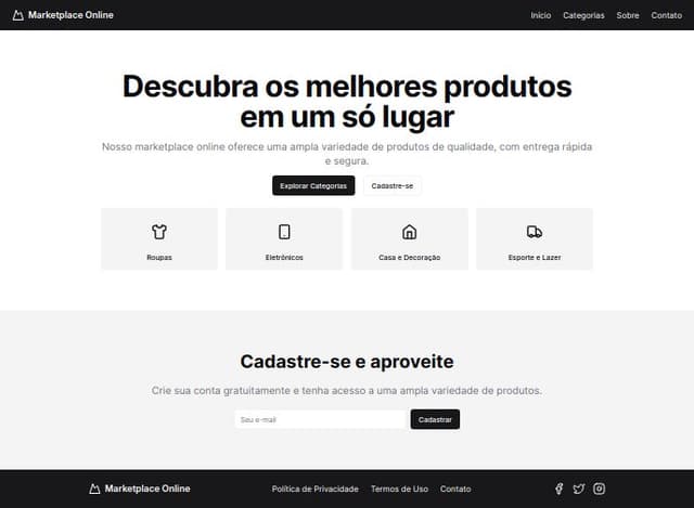 Thumbnail for prompt: crie a landing page de um site do mesmo ramo do enjoei ou mercado livre.