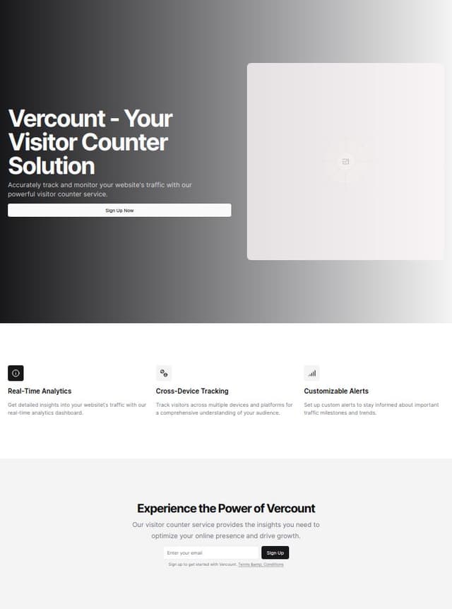 Thumbnail for prompt: generate a landing page for my visitor counter service (Vercount)
