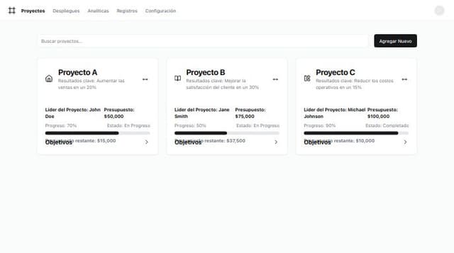 Thumbnail for prompt: osea quiero que cuando le de click solo me aparezca el objetivo seleccionado con todos los objetivos creados junto con sus key result y los presupuesto con el porcentaje avanzado