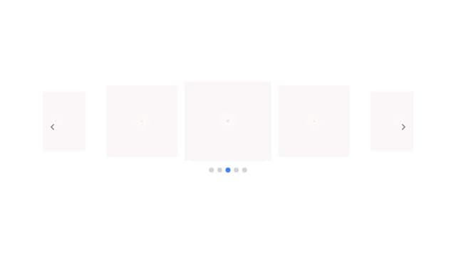 Thumbnail for prompt: create image carousel with coverflow effect.add dot buttons to navigate to every slides. active slide will be bigger and wider than others, show 2 slideson the left and right, make it swipeable with cursor.
