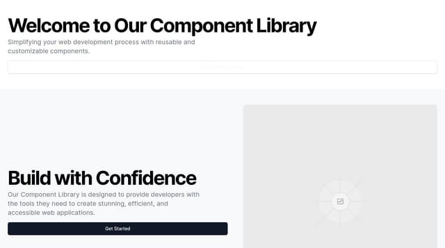 Thumbnail for prompt: ui component library getting started section with an in npm install button. homepage marketing section hero fancy