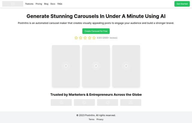 Thumbnail for prompt: Develop a page like this 

https://postnitro.ai/