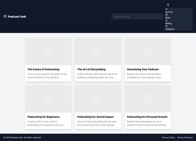 Thumbnail for prompt: a podcast repository that uses only Figcomponent components