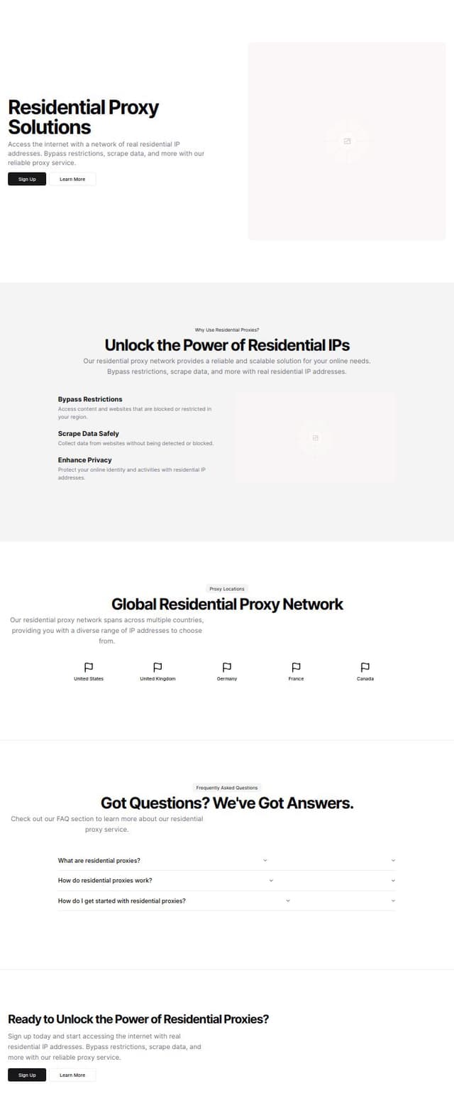 Thumbnail for prompt: a residential proxy store main page