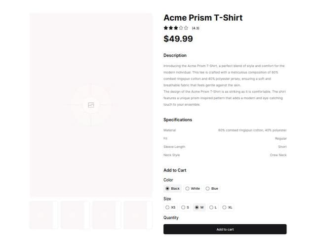 Thumbnail for prompt: An ecommerce store product page
