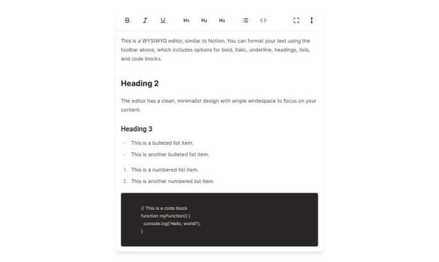 Thumbnail for prompt: Wysiwyg editor like notion