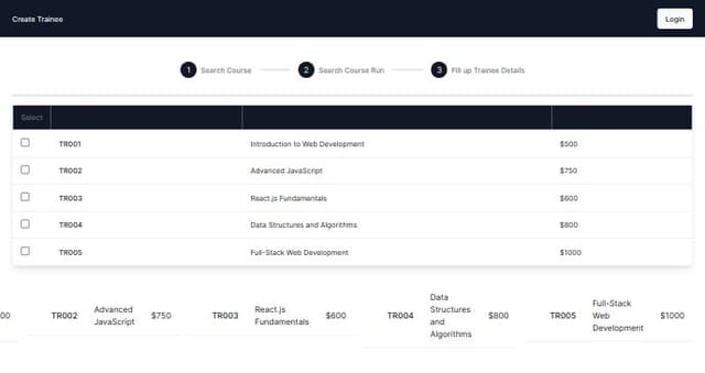 Thumbnail for prompt: Add a checkbox on each row of data. But Icould only select one row of record data