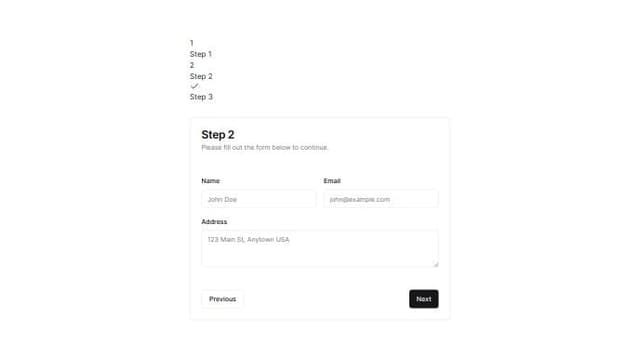 Thumbnail for prompt: make a stepper for a 3 step form using shadcn